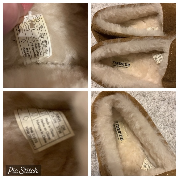 Fireside by Dearfoams Melbourne Genuine Shearling Moccasin Slipper Men size 10W - Picture 13 of 17
